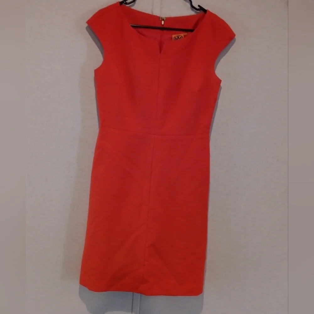 Tory Burch Red Sheath Mini Dress Cap Sleeve Size 8